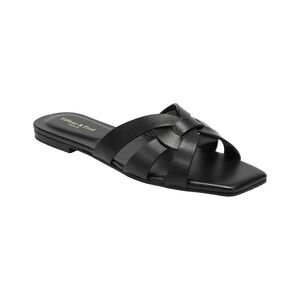 Tiffany & Fred Paris Leather Slide Sandal, Black